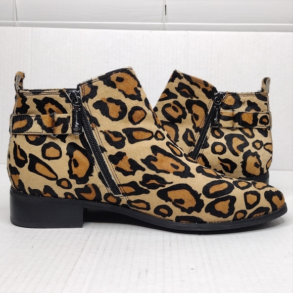 Blondo Tami Waterproof Leopard Print Calf Hair Side Zip Ankle Booties Size 12M - Picture 7 of 12